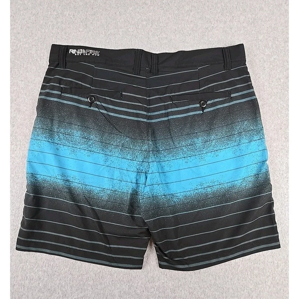 Ring Of Fire Board Shorts Mens Size 36 ‎ Sea And Sun Swim Short Blue Unlined NEW